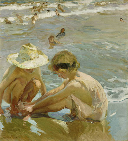 Wikioo.org - The Encyclopedia of Fine Arts - Painting, Artwork by Joaquin Sorolla Y Bastida - the wounded foot