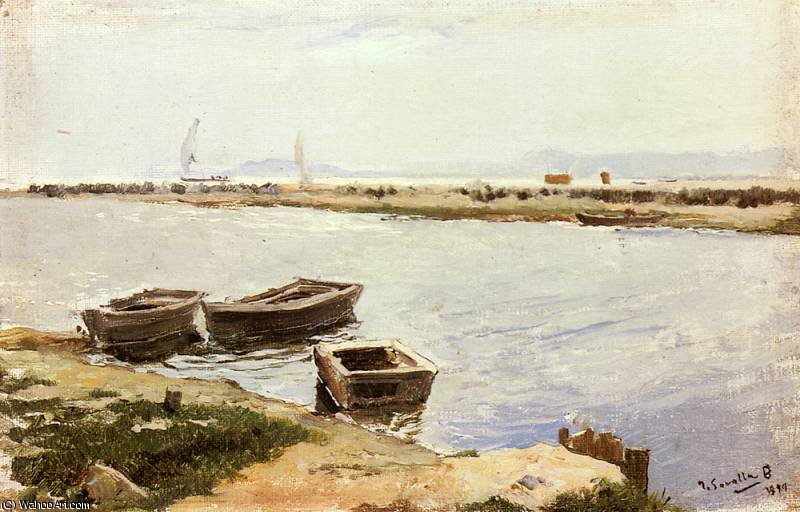 Wikioo.org - The Encyclopedia of Fine Arts - Painting, Artwork by Joaquin Sorolla Y Bastida - three boats by a shore