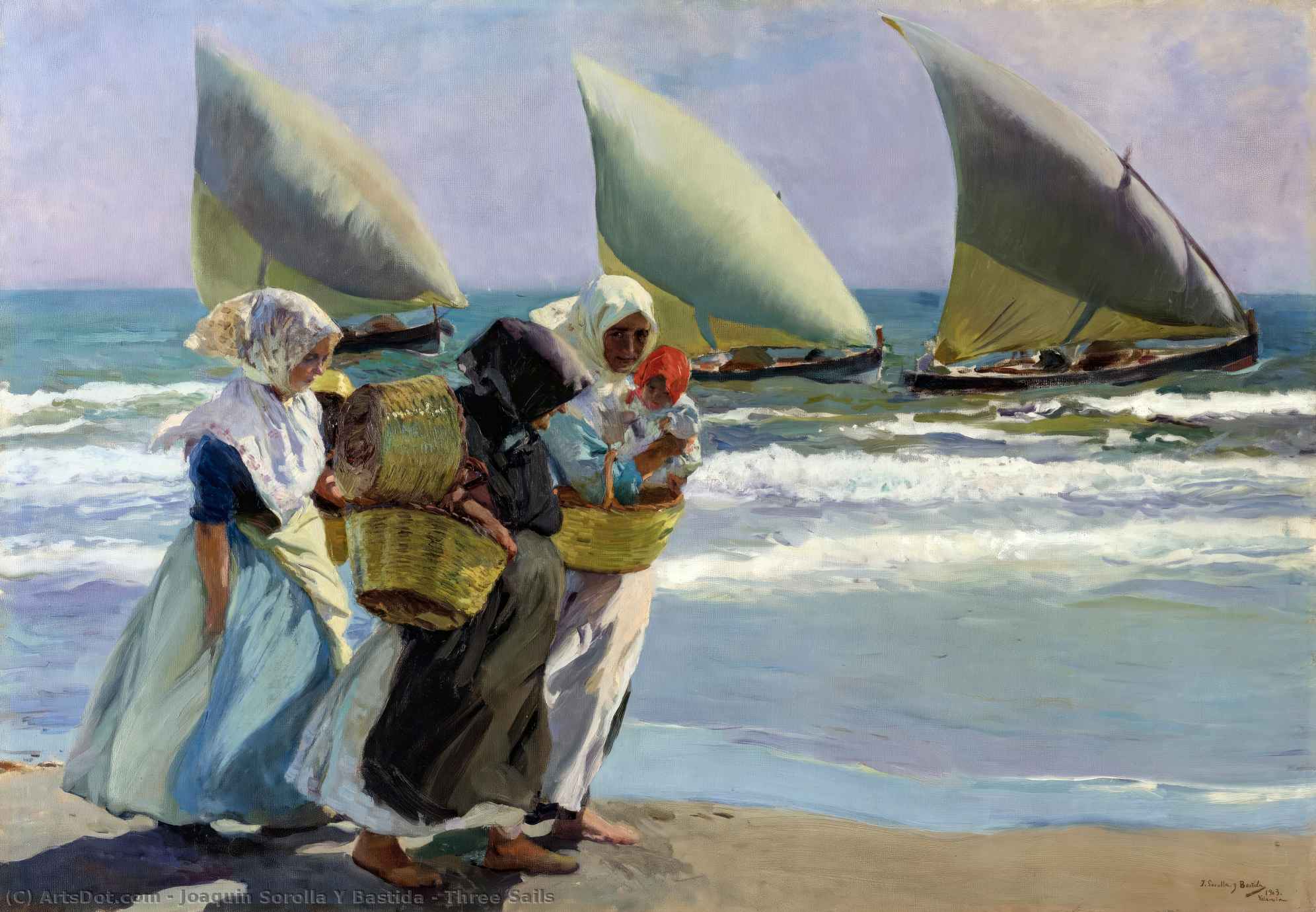 Wikioo.org - The Encyclopedia of Fine Arts - Painting, Artwork by Joaquin Sorolla Y Bastida - three sails