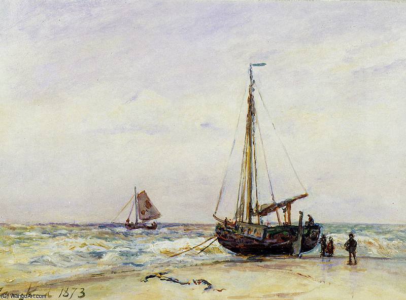 Wikioo.org - The Encyclopedia of Fine Arts - Painting, Artwork by Johan Barthold Jongkind - Au bord de la mer Sun