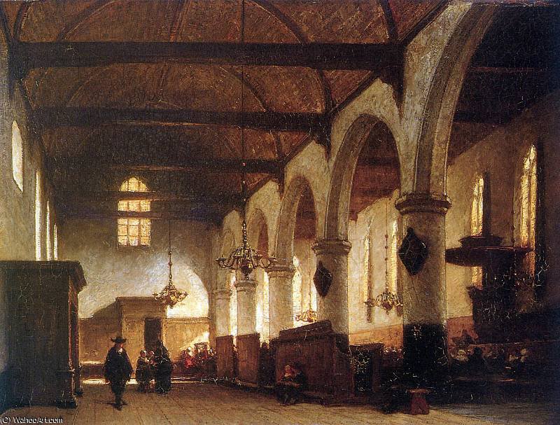 Wikioo.org - The Encyclopedia of Fine Arts - Painting, Artwork by Johannes Bosboom - bakenesser church in haarlem sun