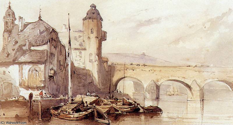 WikiOO.org - Güzel Sanatlar Ansiklopedisi - Resim, Resimler Johannes Bosboom - balduinbrug in koblenz sun