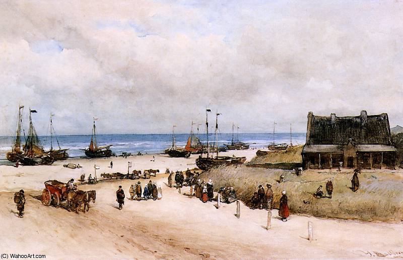 WikiOO.org - Encyclopedia of Fine Arts - Lukisan, Artwork Johannes Bosboom - beach of scheveningen