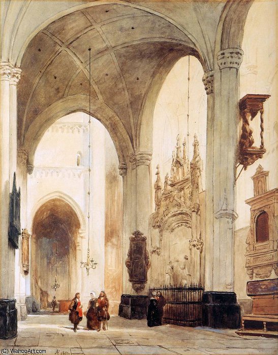 Wikioo.org - The Encyclopedia of Fine Arts - Painting, Artwork by Johannes Bosboom - church in breda sun