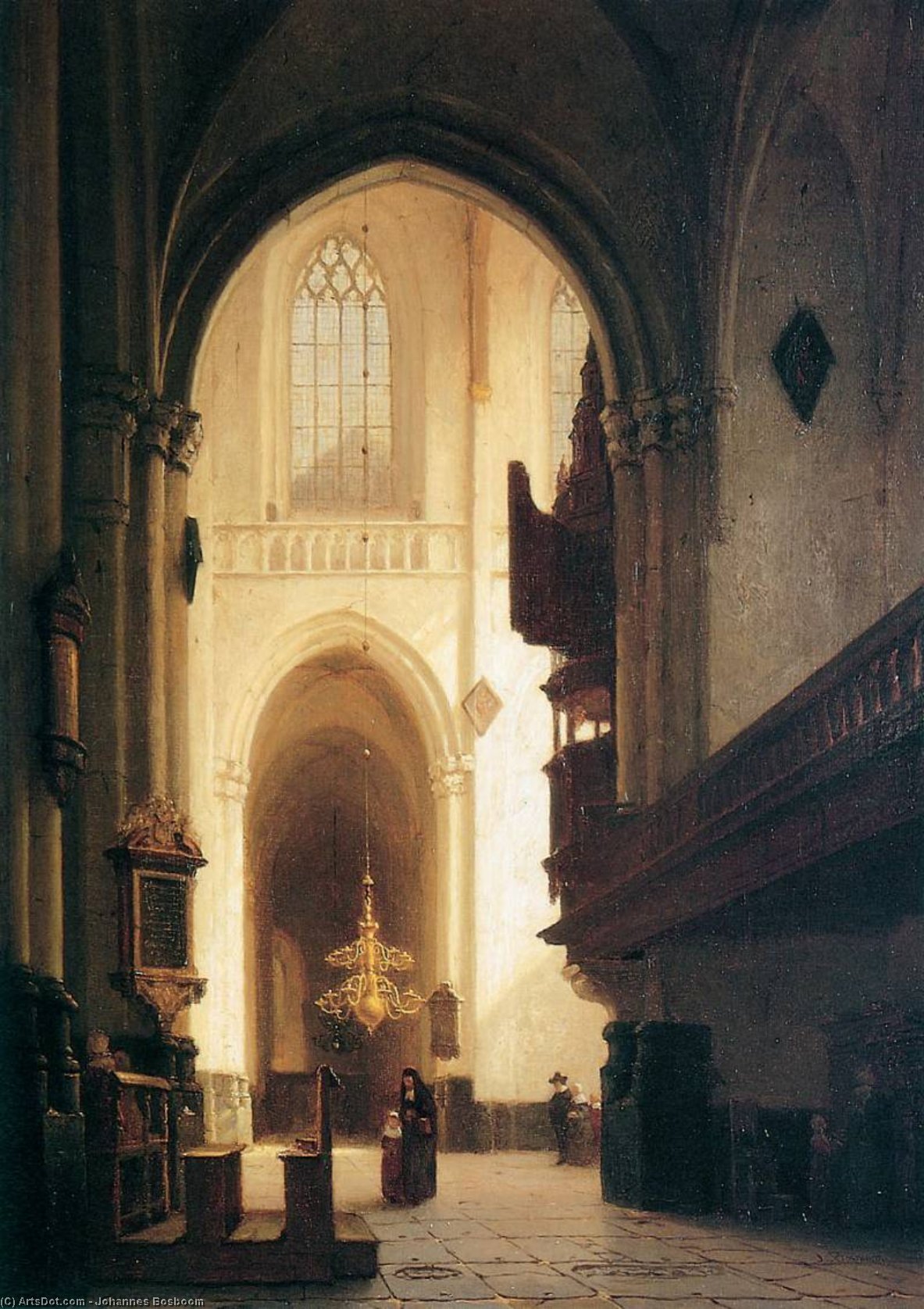 WikiOO.org - دایره المعارف هنرهای زیبا - نقاشی، آثار هنری Johannes Bosboom - hooglandse kerk leiden sun