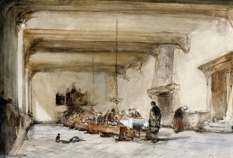 Wikioo.org - The Encyclopedia of Fine Arts - Painting, Artwork by Johannes Bosboom - Interior of Oude Delft orphanage Sun