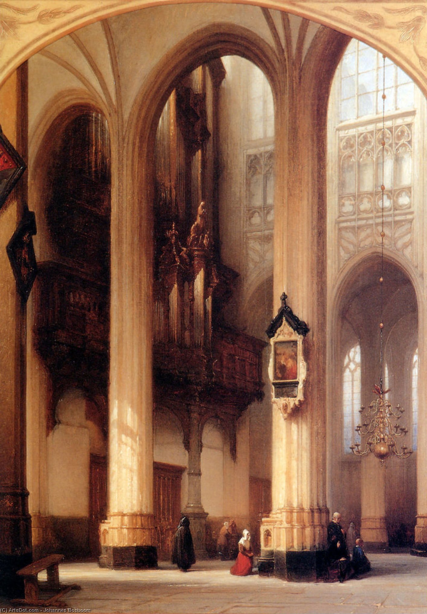 Wikioo.org - The Encyclopedia of Fine Arts - Painting, Artwork by Johannes Bosboom - interior of sint jan church in den bosch sun