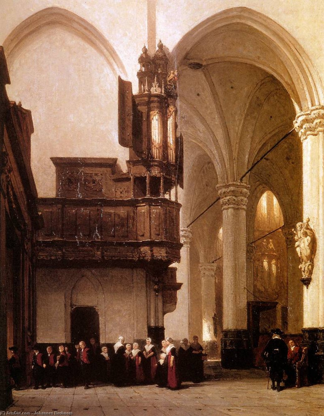 Wikioo.org - The Encyclopedia of Fine Arts - Painting, Artwork by Johannes Bosboom - nieuwe kerk amsterdam sun