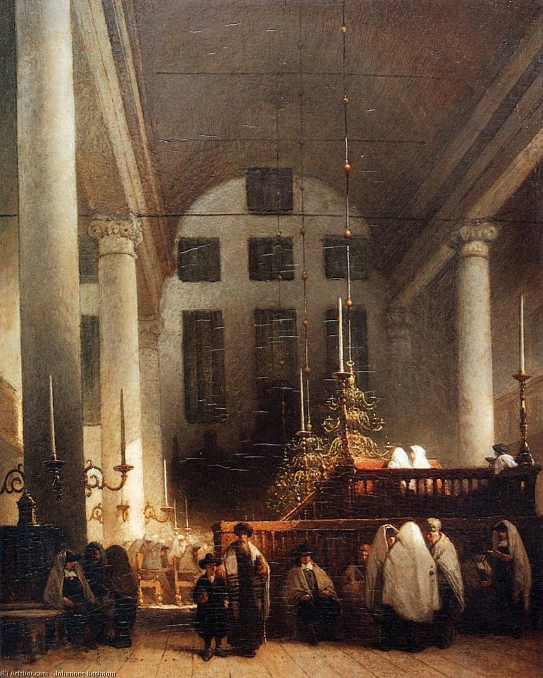 Wikioo.org - The Encyclopedia of Fine Arts - Painting, Artwork by Johannes Bosboom - portugese synagoge in amsterdam sun