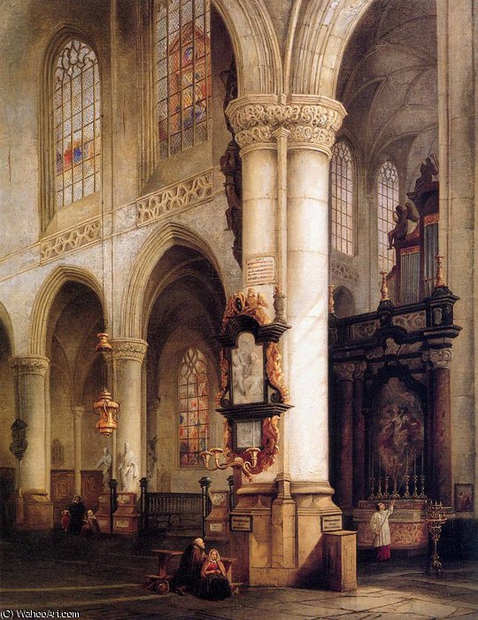 Wikioo.org - The Encyclopedia of Fine Arts - Painting, Artwork by Johannes Bosboom - st jacobskerk antwerpen sun