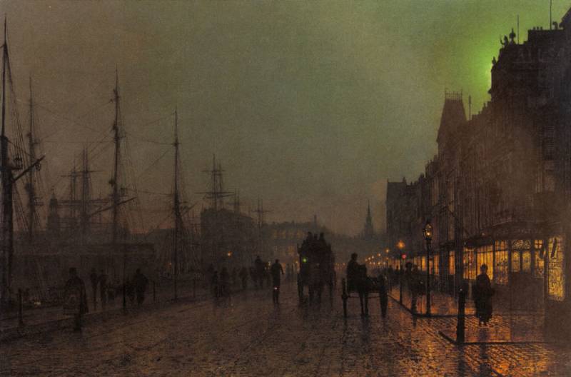 Wikioo.org - The Encyclopedia of Fine Arts - Painting, Artwork by John Atkinson Grimshaw - gourock near the clyde shipping docks