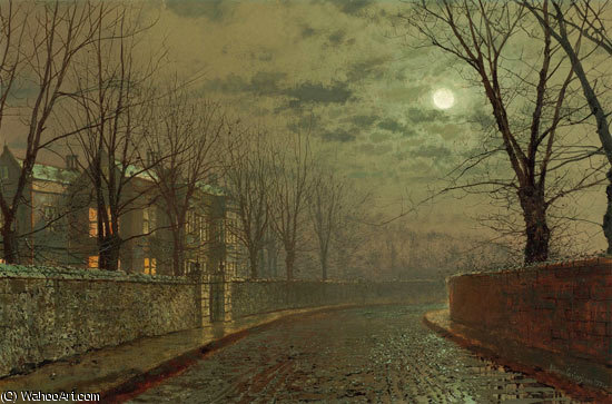 Wikioo.org - The Encyclopedia of Fine Arts - Painting, Artwork by John Atkinson Grimshaw - Silvery moonlight
