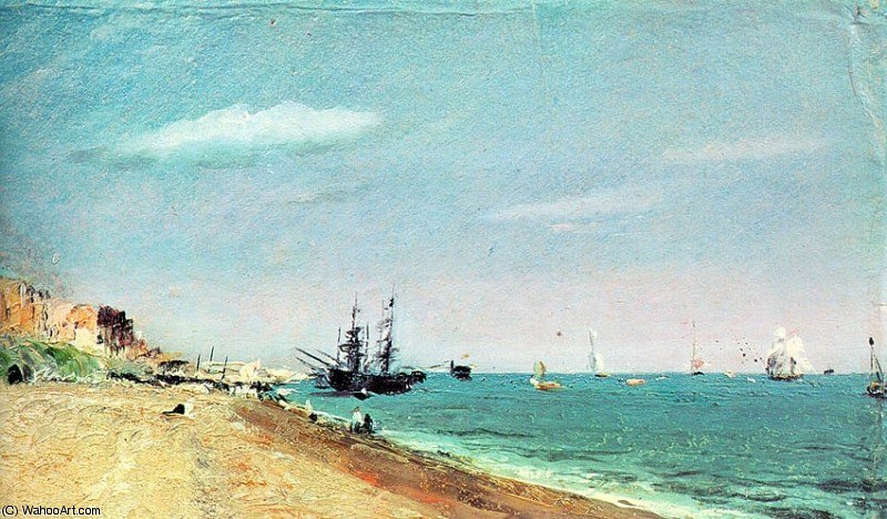 WikiOO.org - 百科事典 - 絵画、アートワーク John Constable - コリアーズとブライトンビーチ - ペーパーに油絵 -