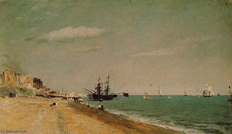 Wikioo.org - The Encyclopedia of Fine Arts - Painting, Artwork by John Constable - Brighton Beach with Colliers