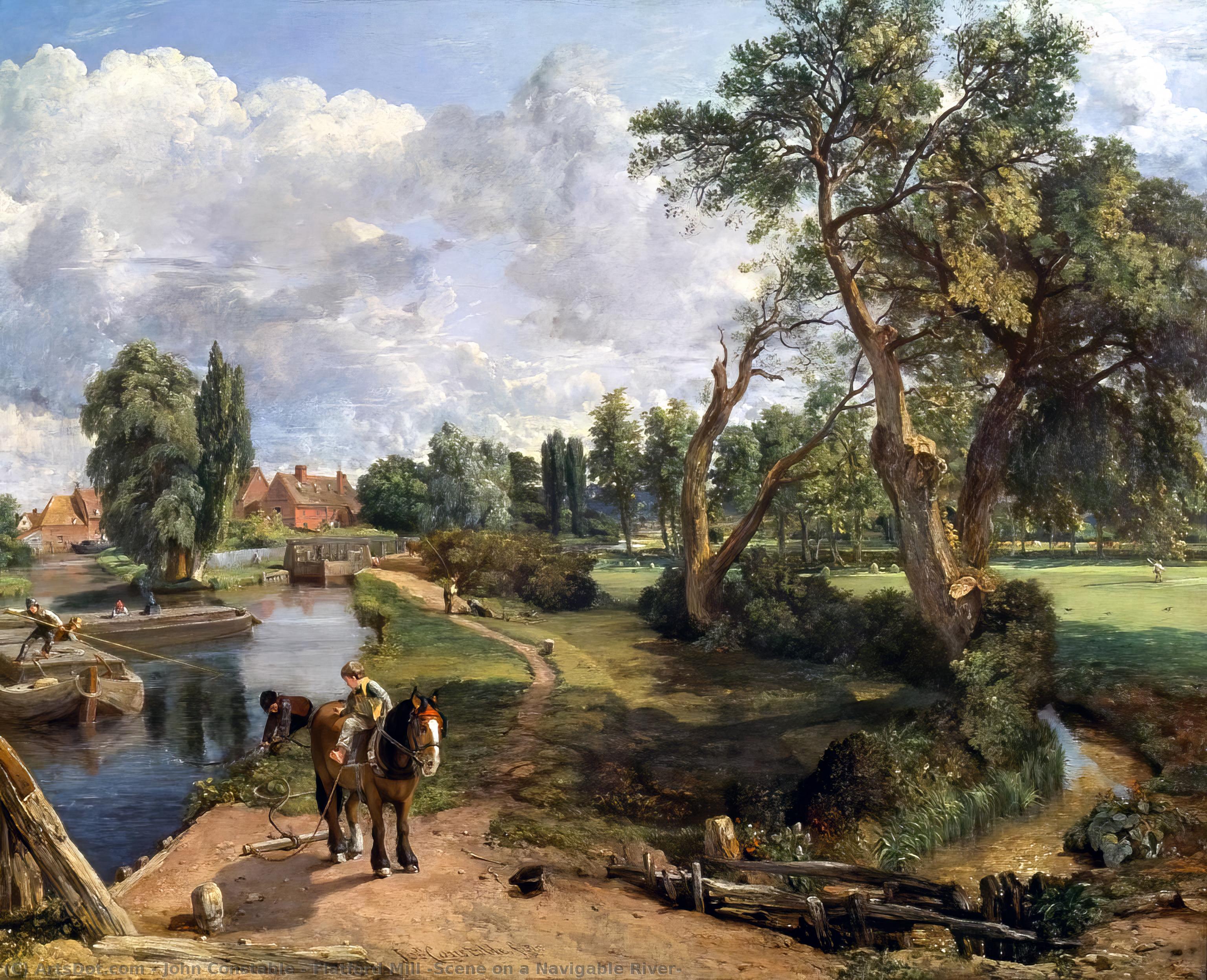 WikiOO.org - Enciclopédia das Belas Artes - Pintura, Arte por John Constable - Flatford Mill (‘ Scene on a Navigable River ’)