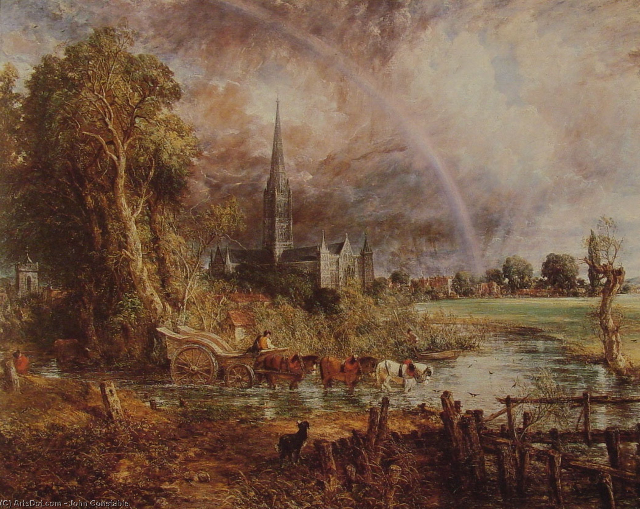 WikiOO.org - 백과 사전 - 회화, 삽화 John Constable - Salisbury Cathedral from the Meadows