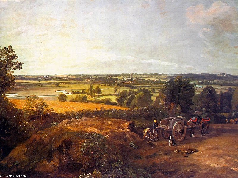 Wikioo.org – La Enciclopedia de las Bellas Artes - Pintura, Obras de arte de John Constable - Valle Stour y el pueblo de Dedham aprox