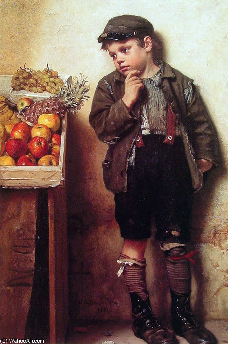 Wikioo.org – L'Enciclopedia delle Belle Arti - Pittura, Opere di John George Brown - Eyeing Stand Fruit