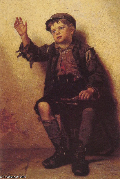 Wikioo.org - The Encyclopedia of Fine Arts - Painting, Artwork by John George Brown - shoeshine boy