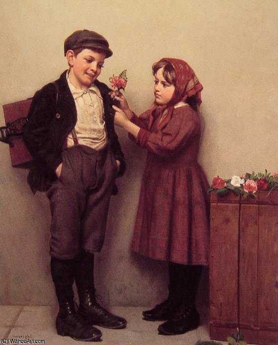 Wikioo.org - The Encyclopedia of Fine Arts - Painting, Artwork by John George Brown - The button Hole Posy