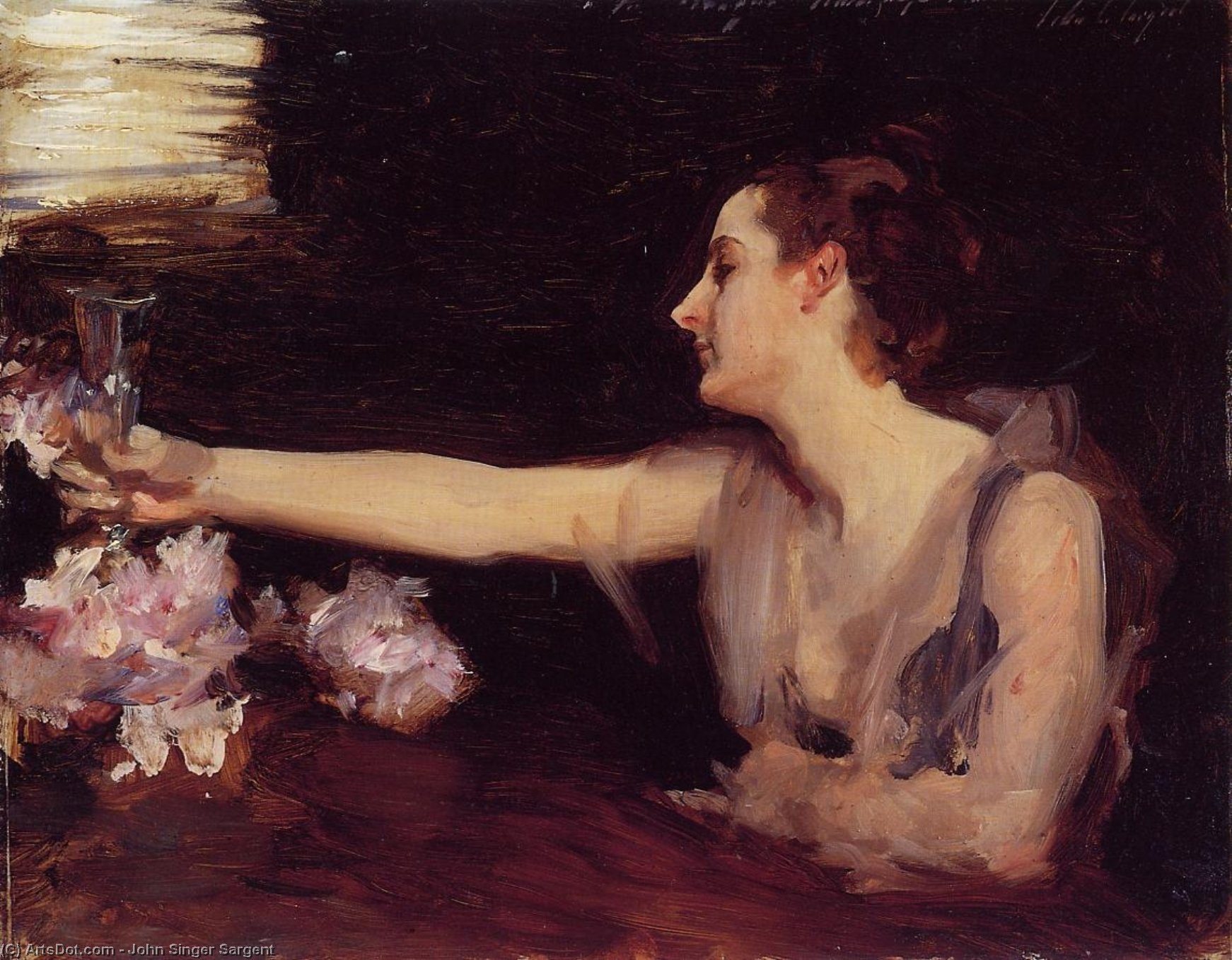 WikiOO.org - دایره المعارف هنرهای زیبا - نقاشی، آثار هنری John Singer Sargent - Madame Gautreau Drinking a Toast