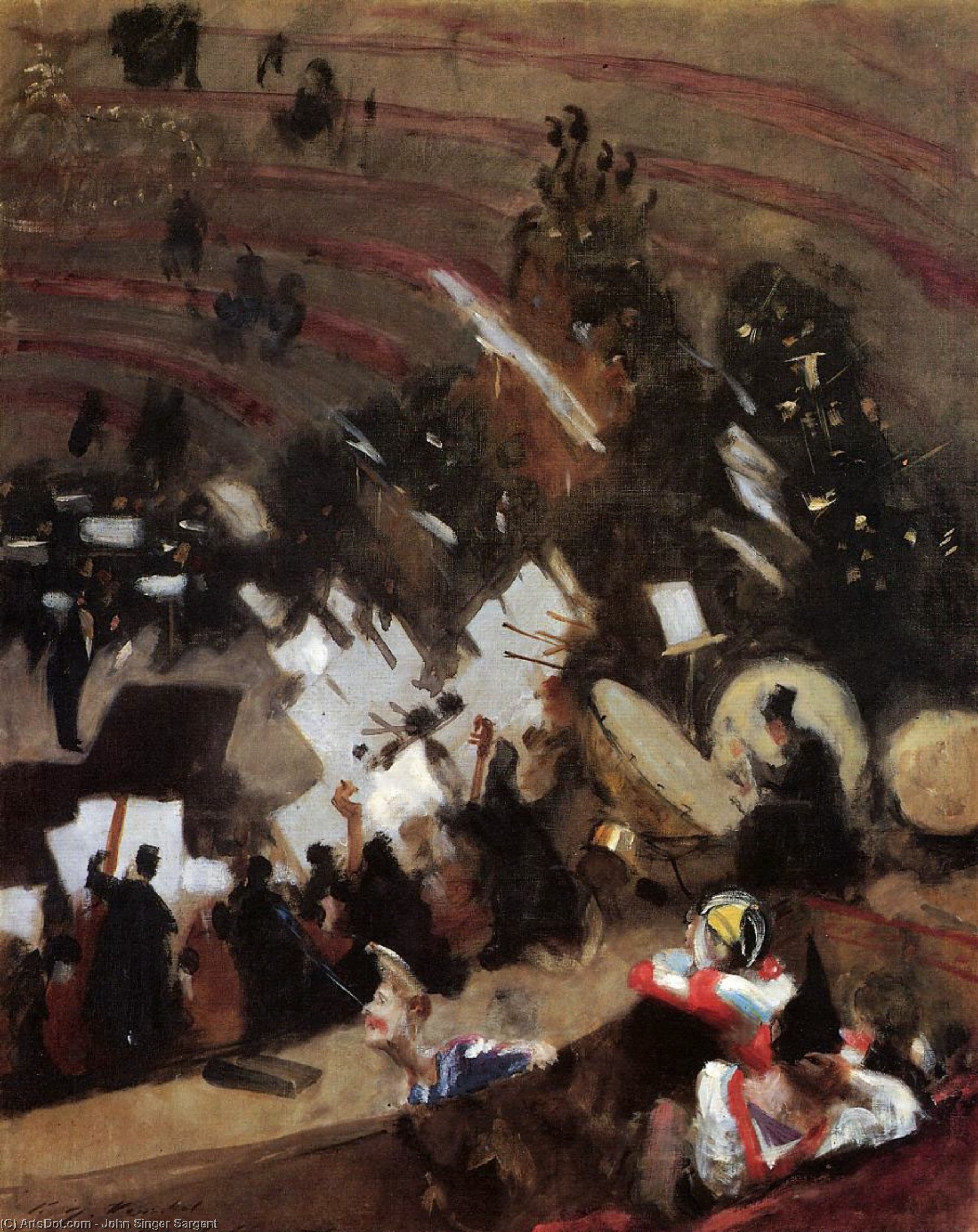Wikioo.org - The Encyclopedia of Fine Arts - Painting, Artwork by John Singer Sargent - Rehearsal of the Pas de Loup Orchestra at the Cirque d'Hiver