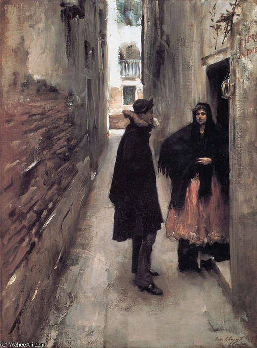 Wikioo.org - The Encyclopedia of Fine Arts - Painting, Artwork by John Singer Sargent - Street in Venice