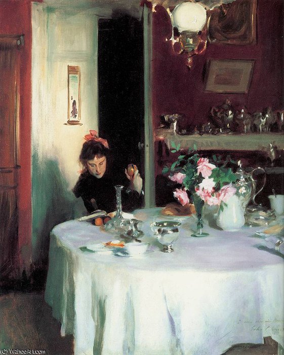 WikiOO.org - Encyclopedia of Fine Arts - Malba, Artwork John Singer Sargent - the breakfast table