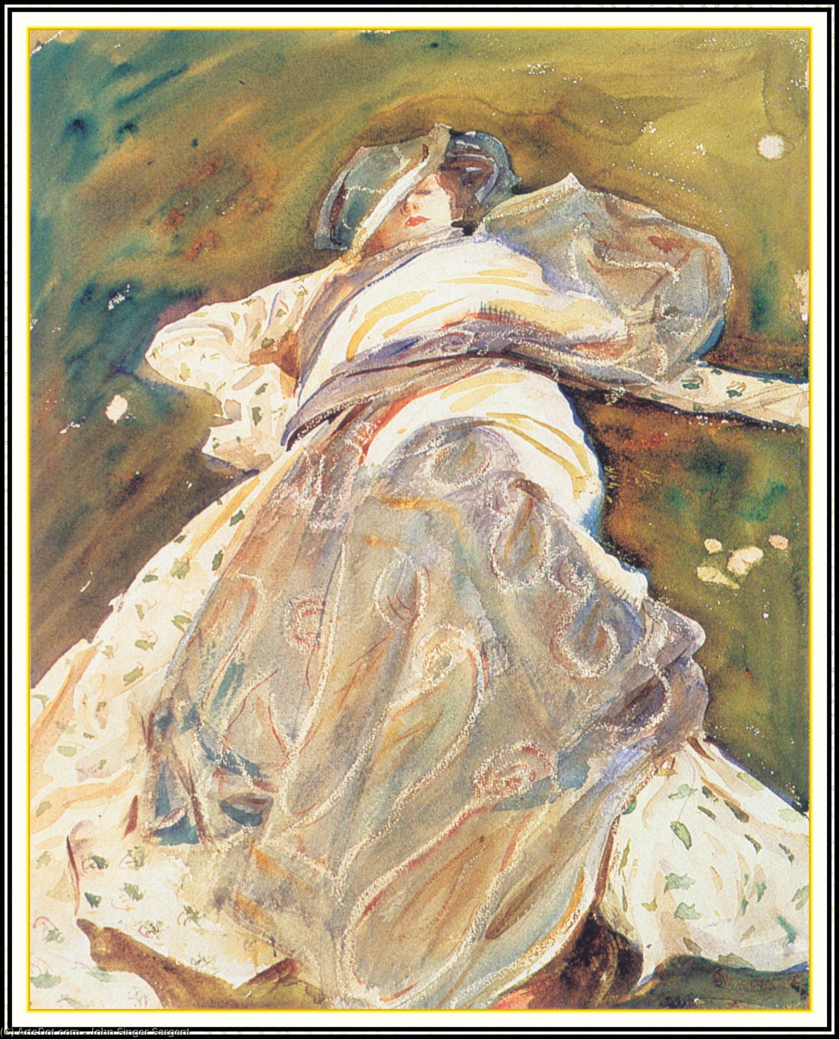 Wikioo.org - The Encyclopedia of Fine Arts - Painting, Artwork by John Singer Sargent - woman reclining