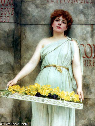 WikiOO.org - Encyclopedia of Fine Arts - Maleri, Artwork John William Godward - a flower seller