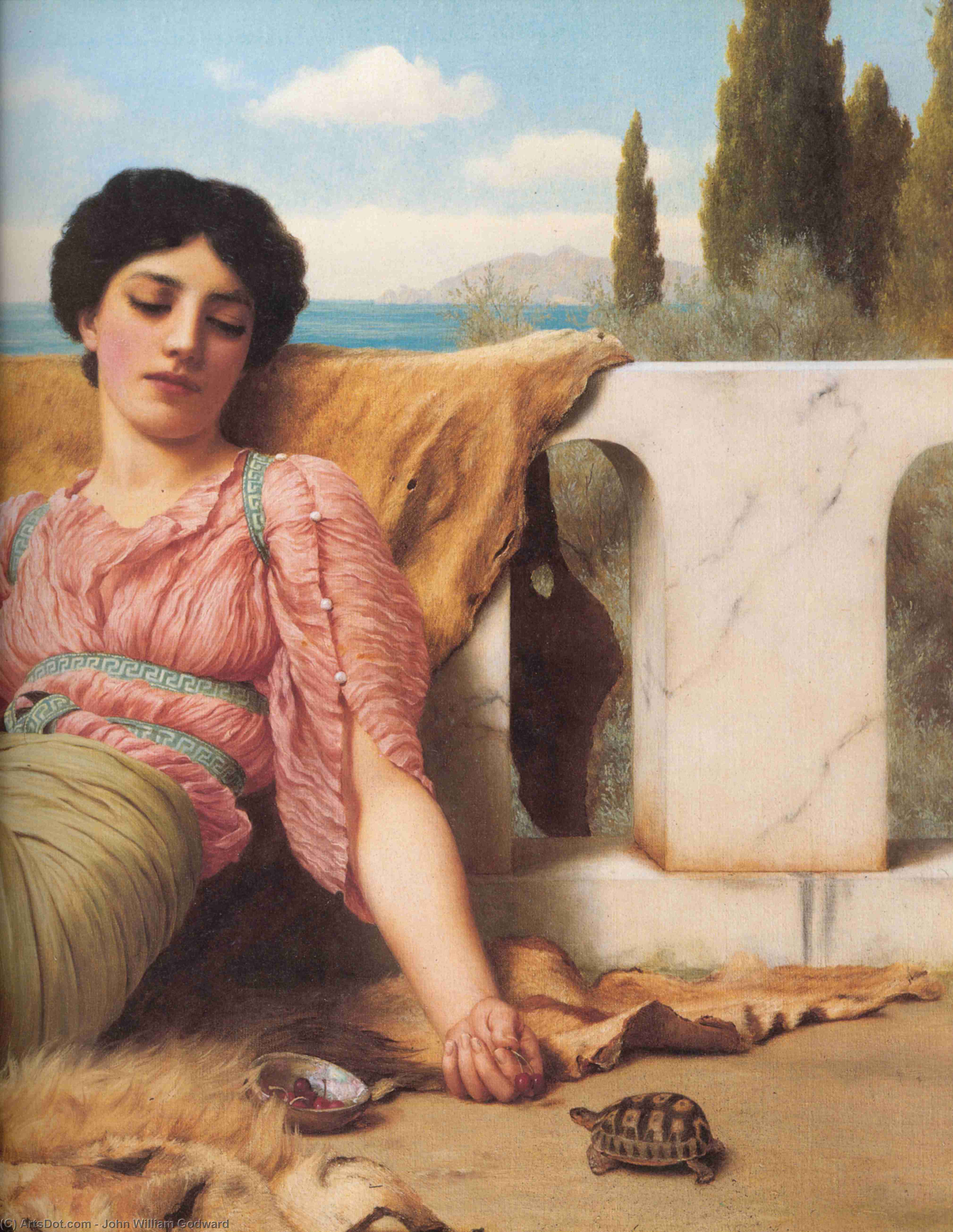 Wikioo.org - The Encyclopedia of Fine Arts - Painting, Artwork by John William Godward - a quiet pet