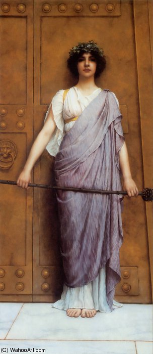 Wikioo.org - The Encyclopedia of Fine Arts - Painting, Artwork by John William Godward - At the Gate of the Temple