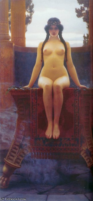 WikiOO.org - Encyclopedia of Fine Arts - Maalaus, taideteos John William Godward - the delphic oracle