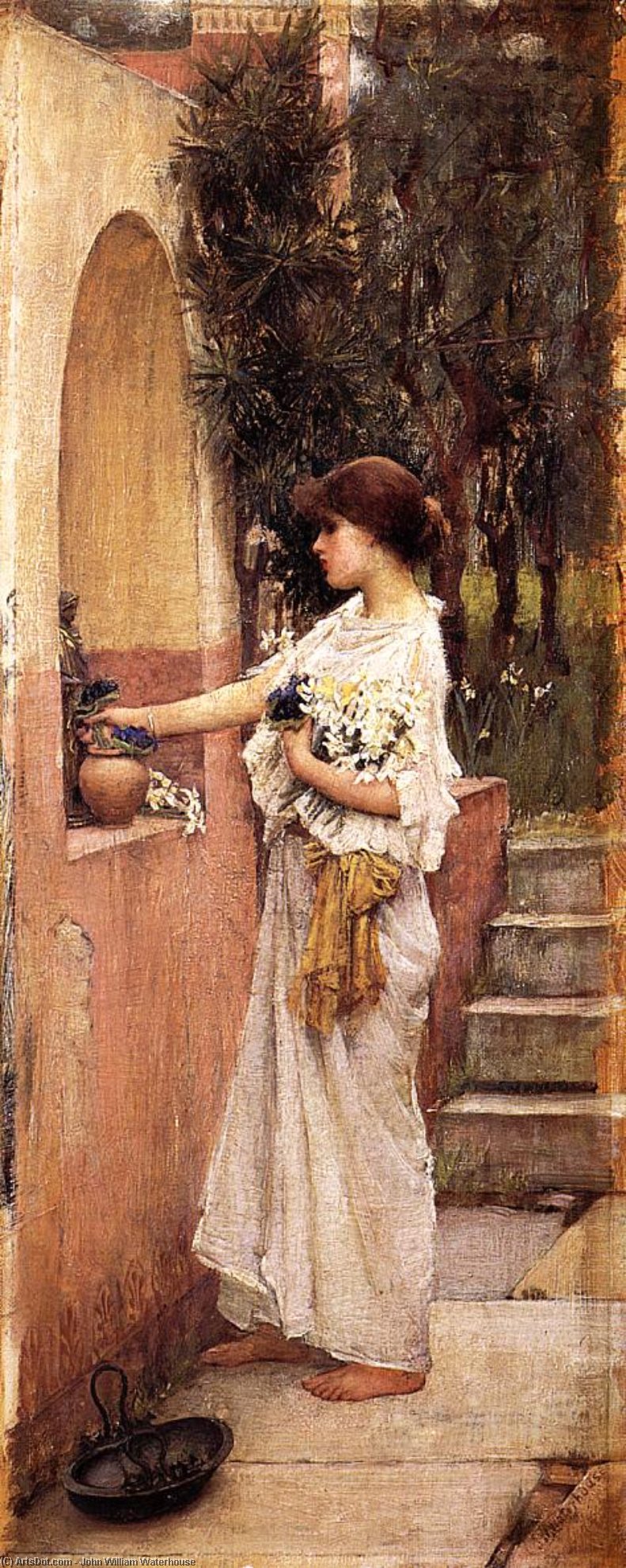 Wikioo.org - The Encyclopedia of Fine Arts - Painting, Artwork by John William Waterhouse - a roman offering