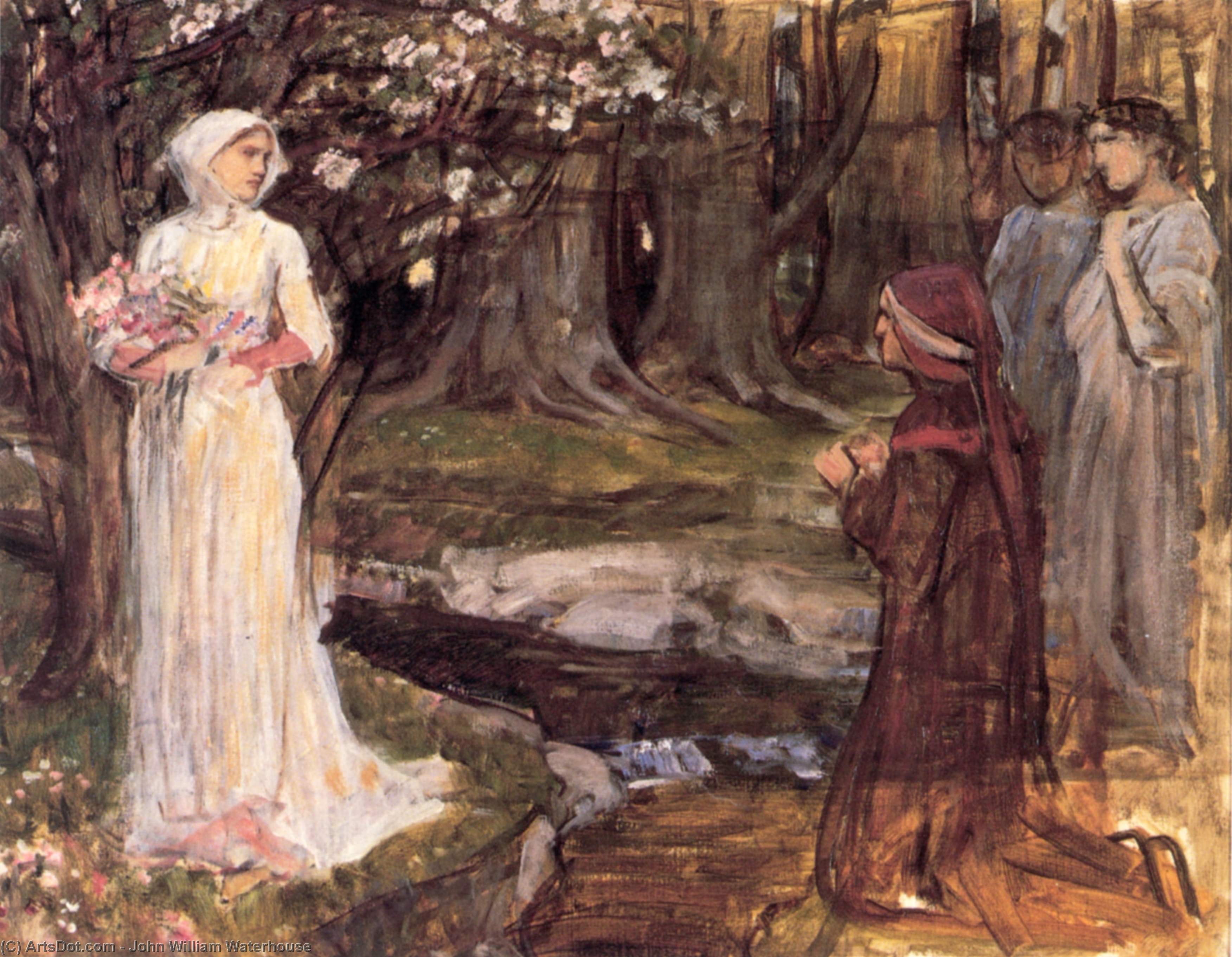 Wikioo.org - The Encyclopedia of Fine Arts - Painting, Artwork by John William Waterhouse - Dante and Beatrice
