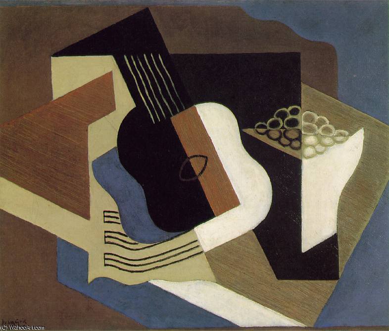 Wikioo.org - The Encyclopedia of Fine Arts - Painting, Artwork by Juan Gris - Guitar and fruit dish - -