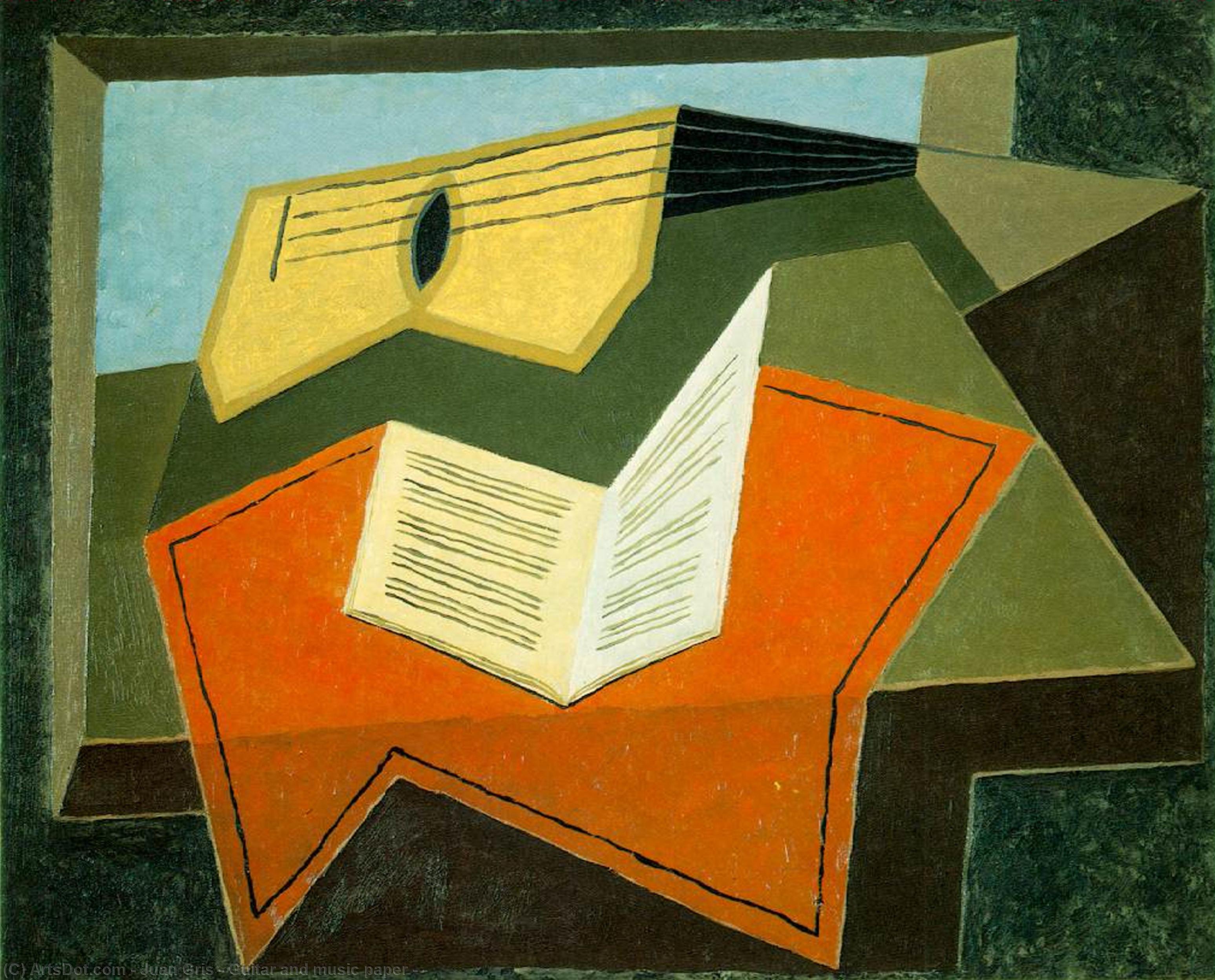 Wikioo.org - The Encyclopedia of Fine Arts - Painting, Artwork by Juan Gris - Guitar and music paper - -