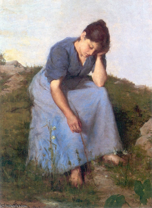 Wikioo.org - The Encyclopedia of Fine Arts - Painting, Artwork by Jules Adolphe Aimé Louis Breton - Young Woman in a Field