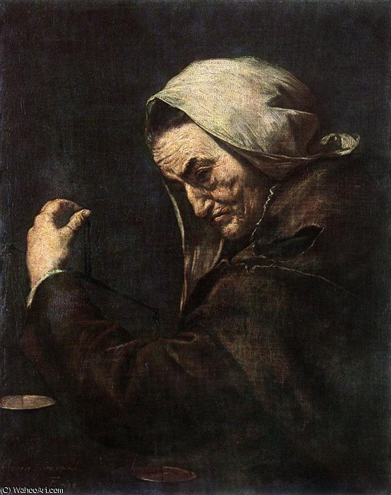 Wikioo.org - Die Enzyklopädie bildender Kunst - Malerei, Kunstwerk von Jusepe De Ribera (Lo Spagnoletto) - eine alte Geldverleiher