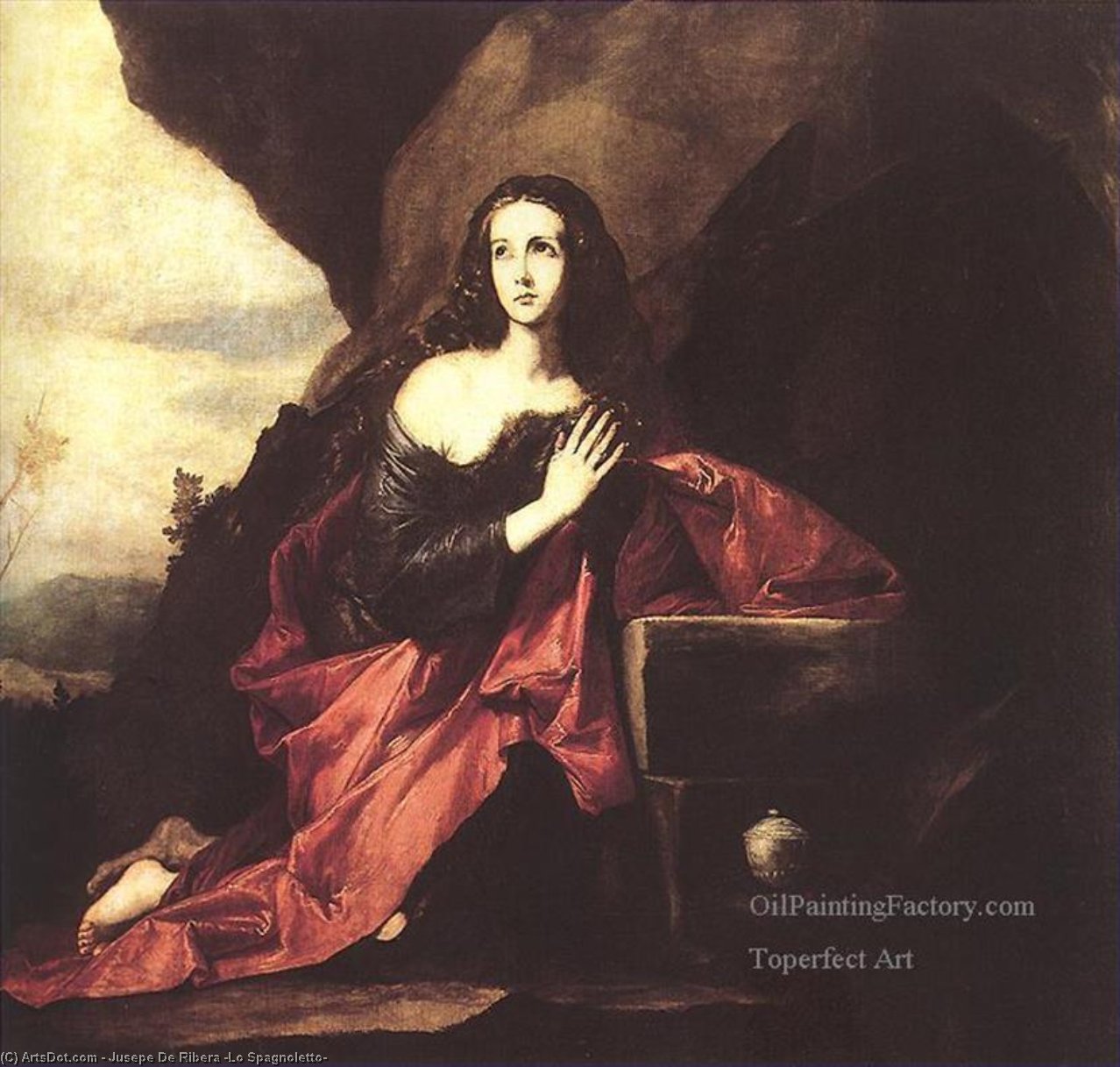 Wikioo.org - The Encyclopedia of Fine Arts - Painting, Artwork by Jusepe De Ribera (Lo Spagnoletto) - Mary Magdalene in the Desert