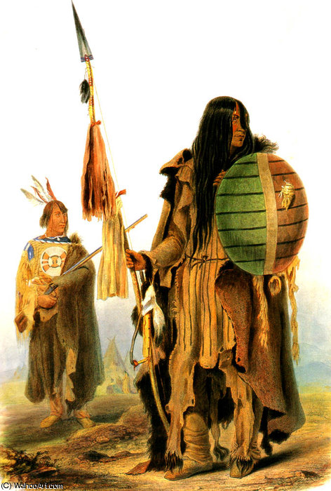 Wikioo.org - The Encyclopedia of Fine Arts - Painting, Artwork by Karl Bodmer - assiniboin indians