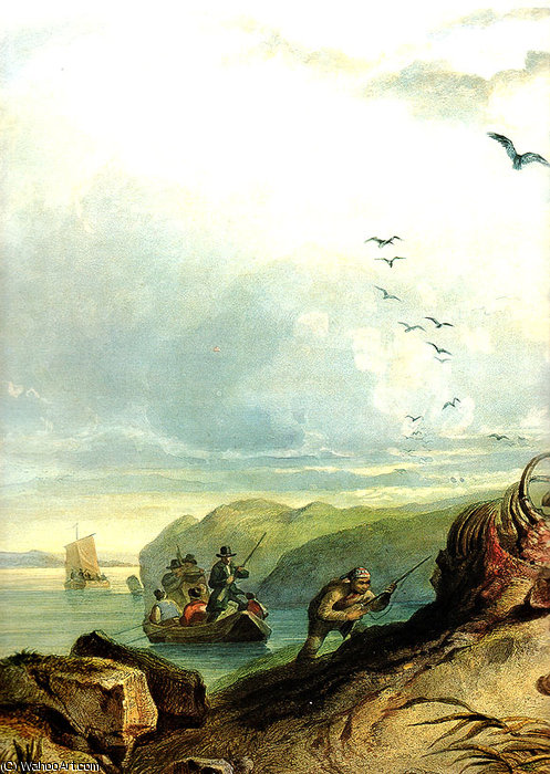 Wikioo.org - The Encyclopedia of Fine Arts - Painting, Artwork by Karl Bodmer - Hunting the Grizzly Bear