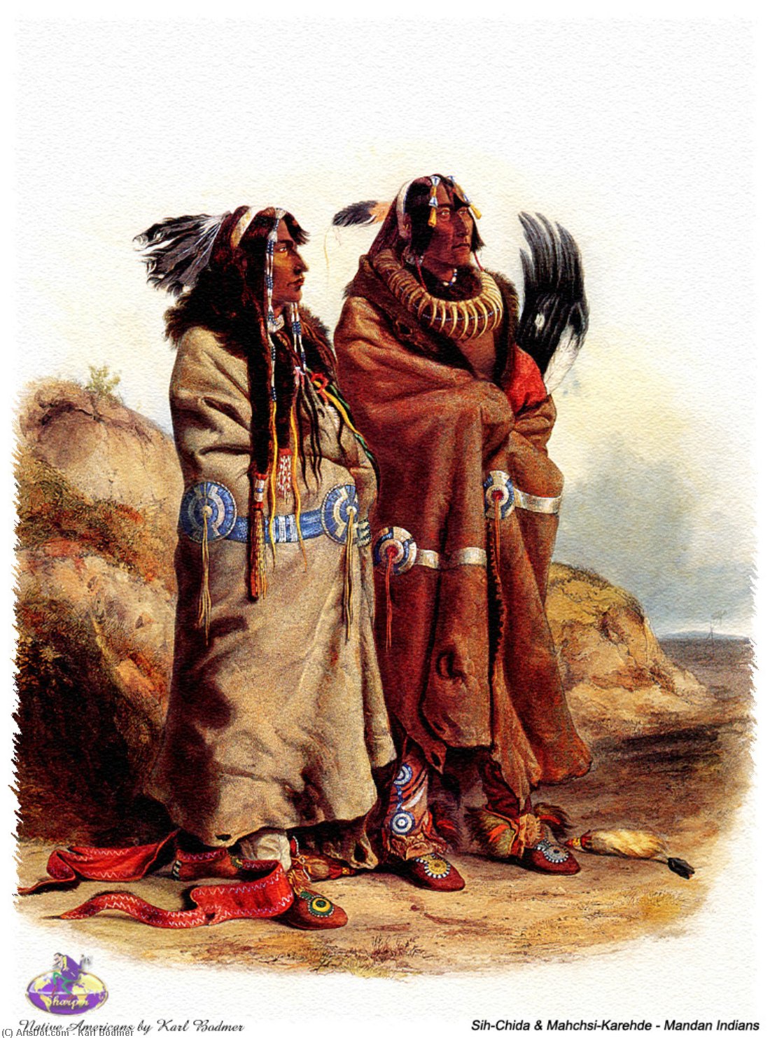 Wikioo.org - The Encyclopedia of Fine Arts - Painting, Artwork by Karl Bodmer - sharper native americans (33)