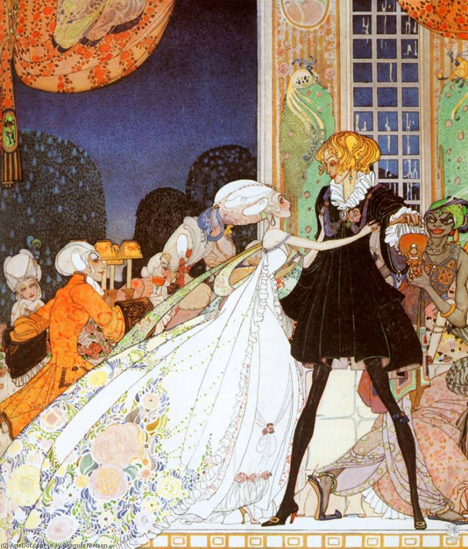 Wikioo.org - The Encyclopedia of Fine Arts - Painting, Artwork by Kay Rasmus Nielsen - In Powder and Crinoline