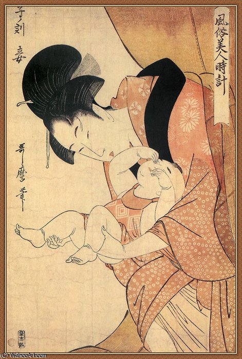 Wikioo.org - The Encyclopedia of Fine Arts - Painting, Artwork by Kitagawa Utamaro - midnight the hour of the rat