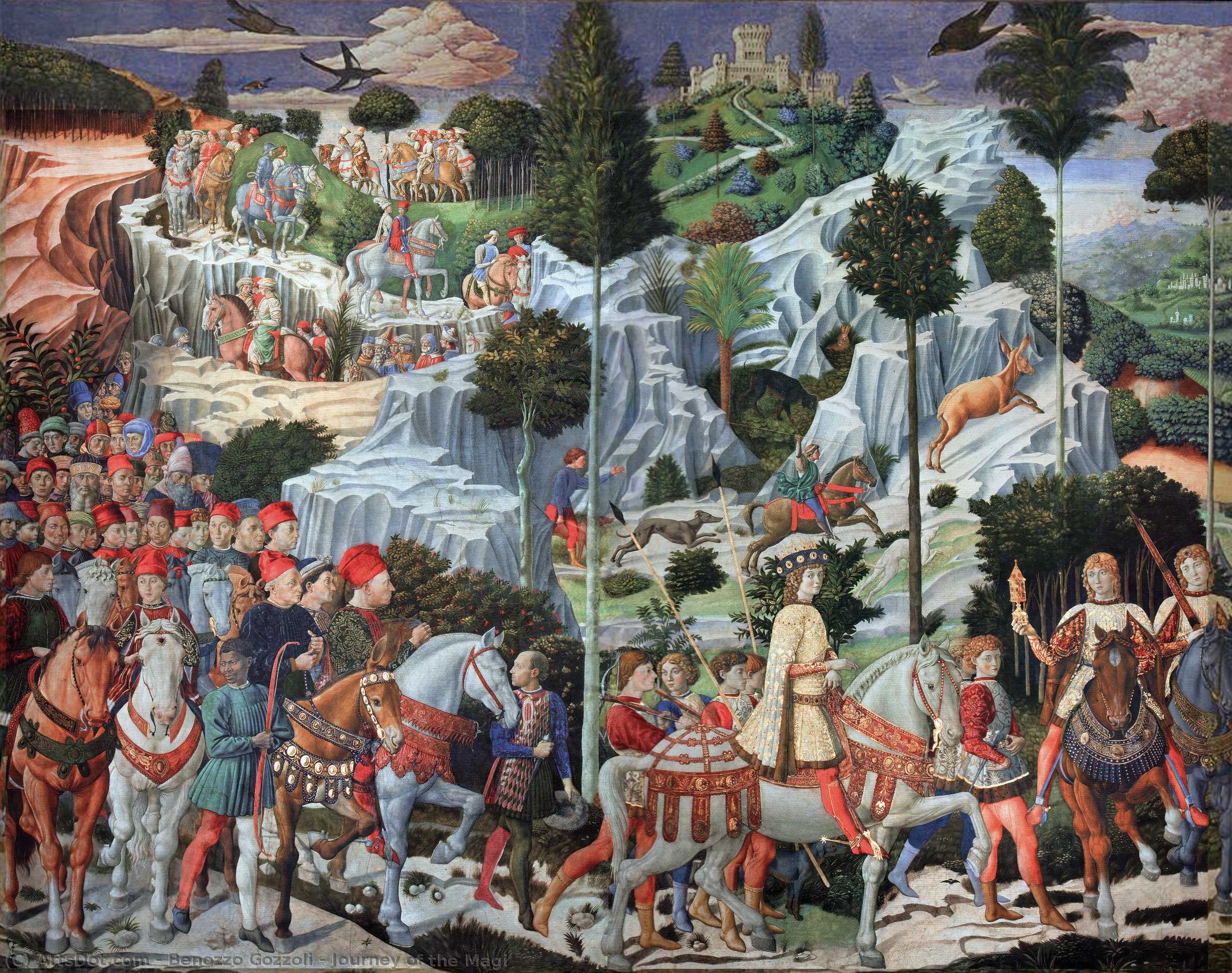 WikiOO.org - Encyclopedia of Fine Arts - Maleri, Artwork Benozzo Gozzoli - Journey of the Magi