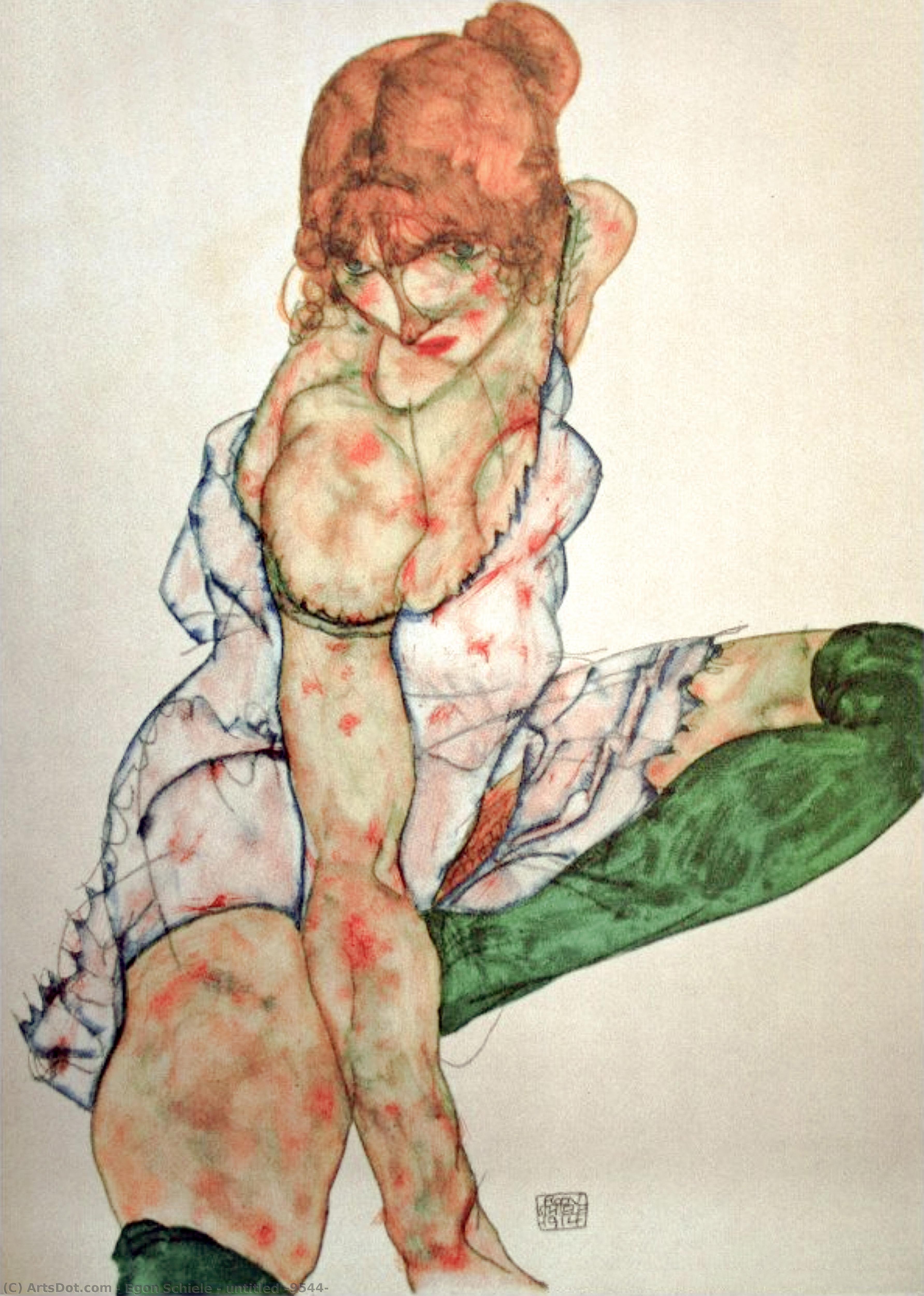 Wikioo.org – La Enciclopedia de las Bellas Artes - Pintura, Obras de arte de Egon Schiele - Sin título 9544