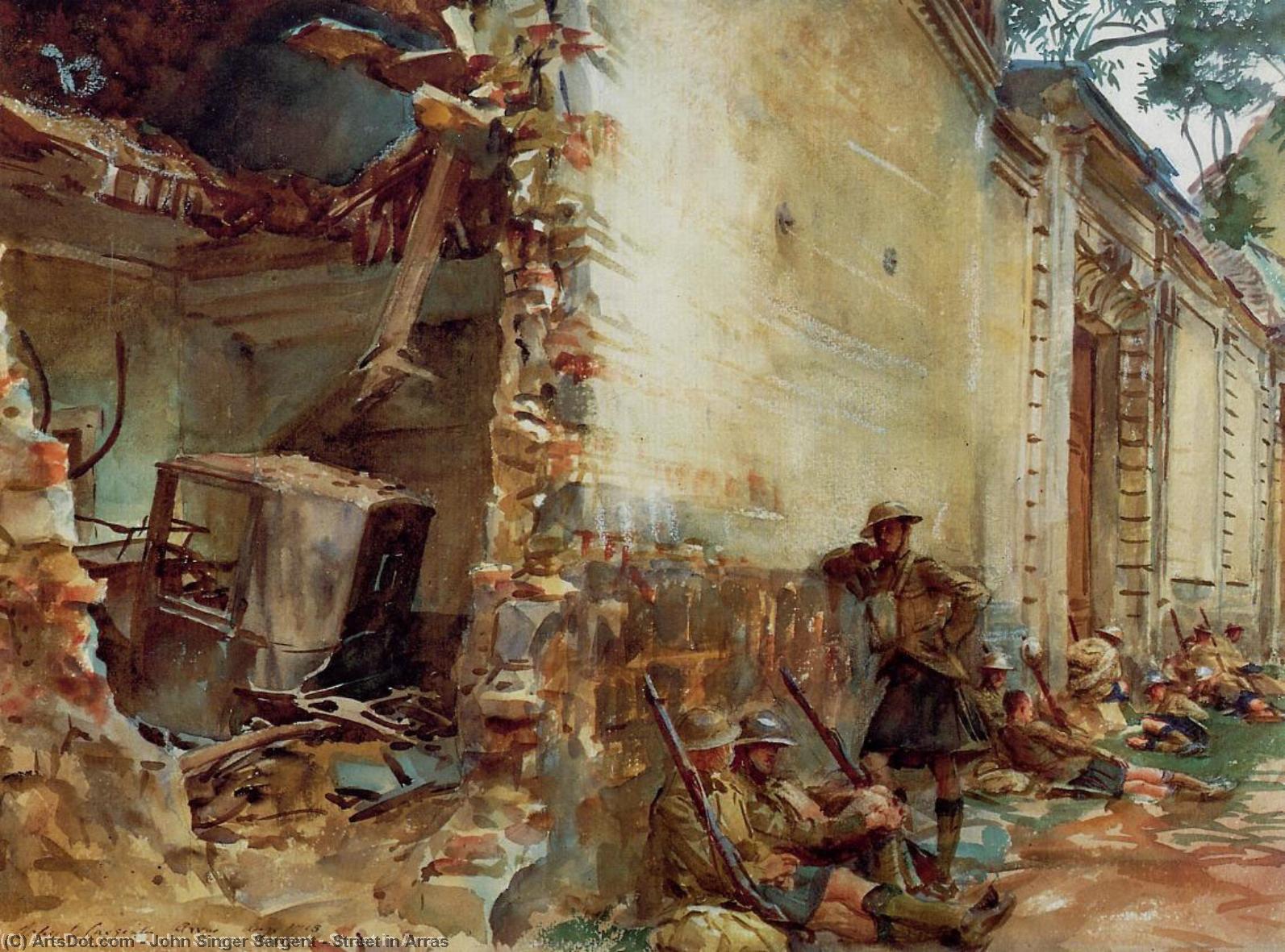 WikiOO.org - Εγκυκλοπαίδεια Καλών Τεχνών - Ζωγραφική, έργα τέχνης John Singer Sargent - Street in Arras