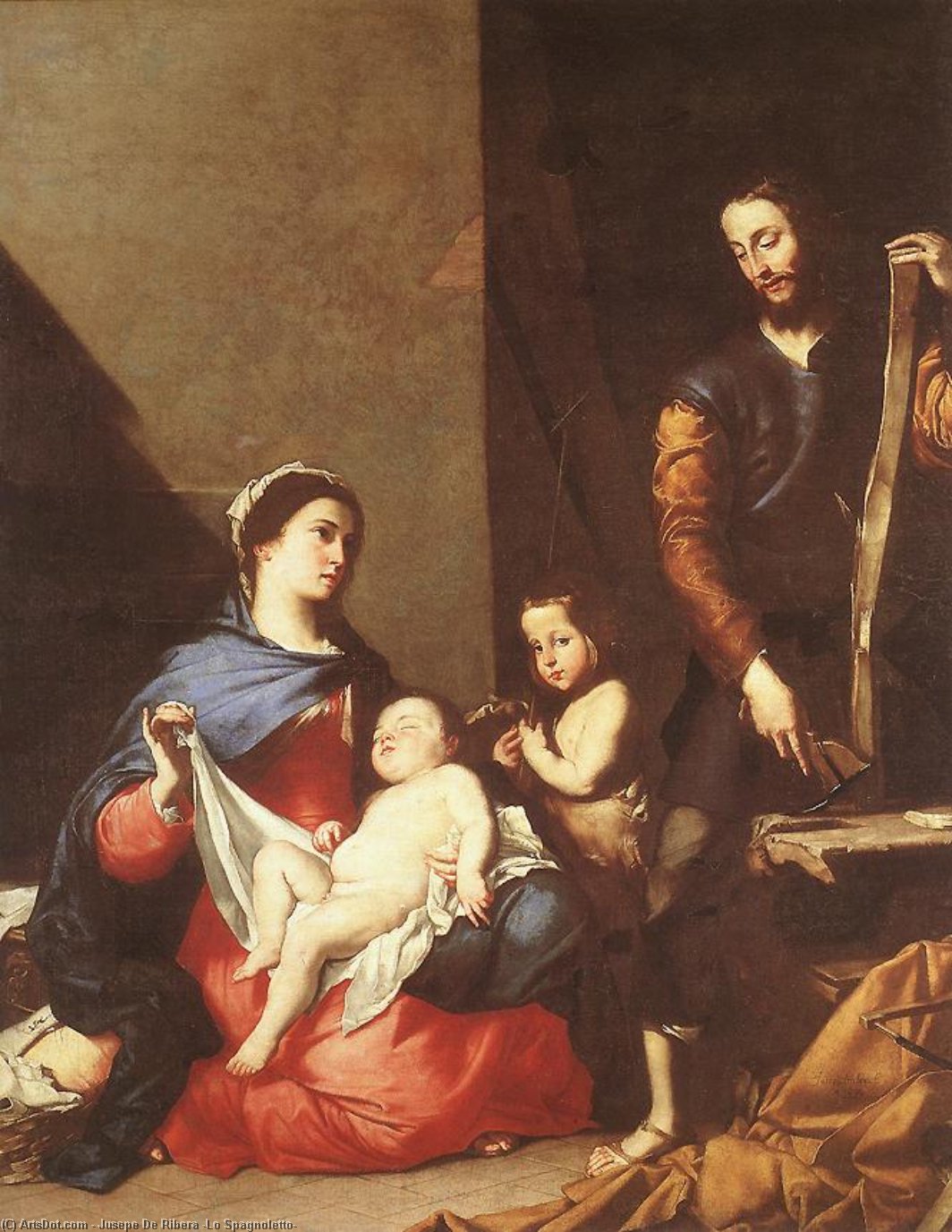 Wikioo.org – La Enciclopedia de las Bellas Artes - Pintura, Obras de arte de Jusepe De Ribera (Lo Spagnoletto) - el santo familia