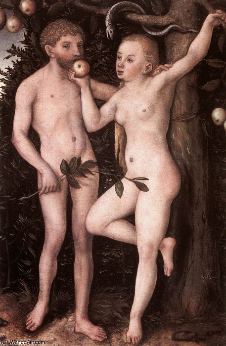 Wikoo.org - موسوعة الفنون الجميلة - اللوحة، العمل الفني Lucas Cranach The Elder - adam and eve